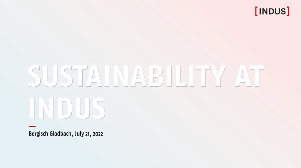 Media: Presentation Sustainability at INDUS 2022